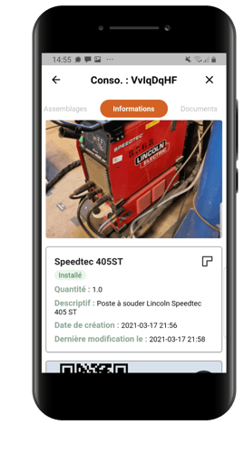 Les informations d'une machine dans une interface d'application Les informations d'une machine dans une interface d'application
