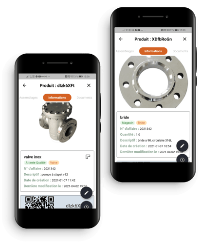 Deux interface d'application avec deux produits différents représentés Deux interface d'application avec deux produits différents représentés