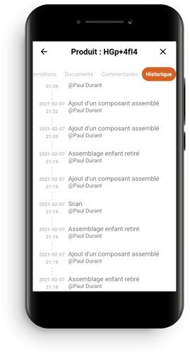 L'historique d'un produit dans une application